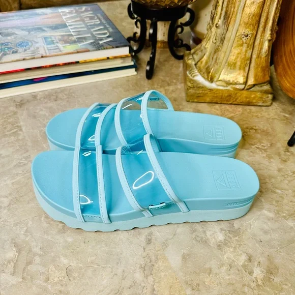 REEF Sandals Womens Size 10 Vista Hi-Energy Blue Slip On Slide Comfort NEW - Picture 8 of 9